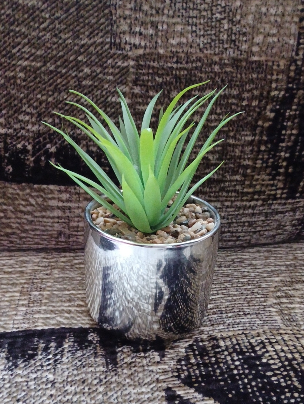 4/$60 Artificial Succulent in Silver Ceramic Pot